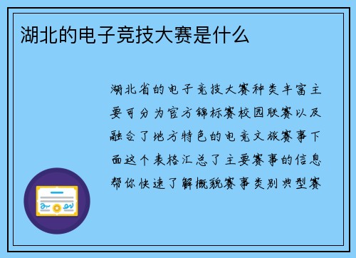湖北的电子竞技大赛是什么